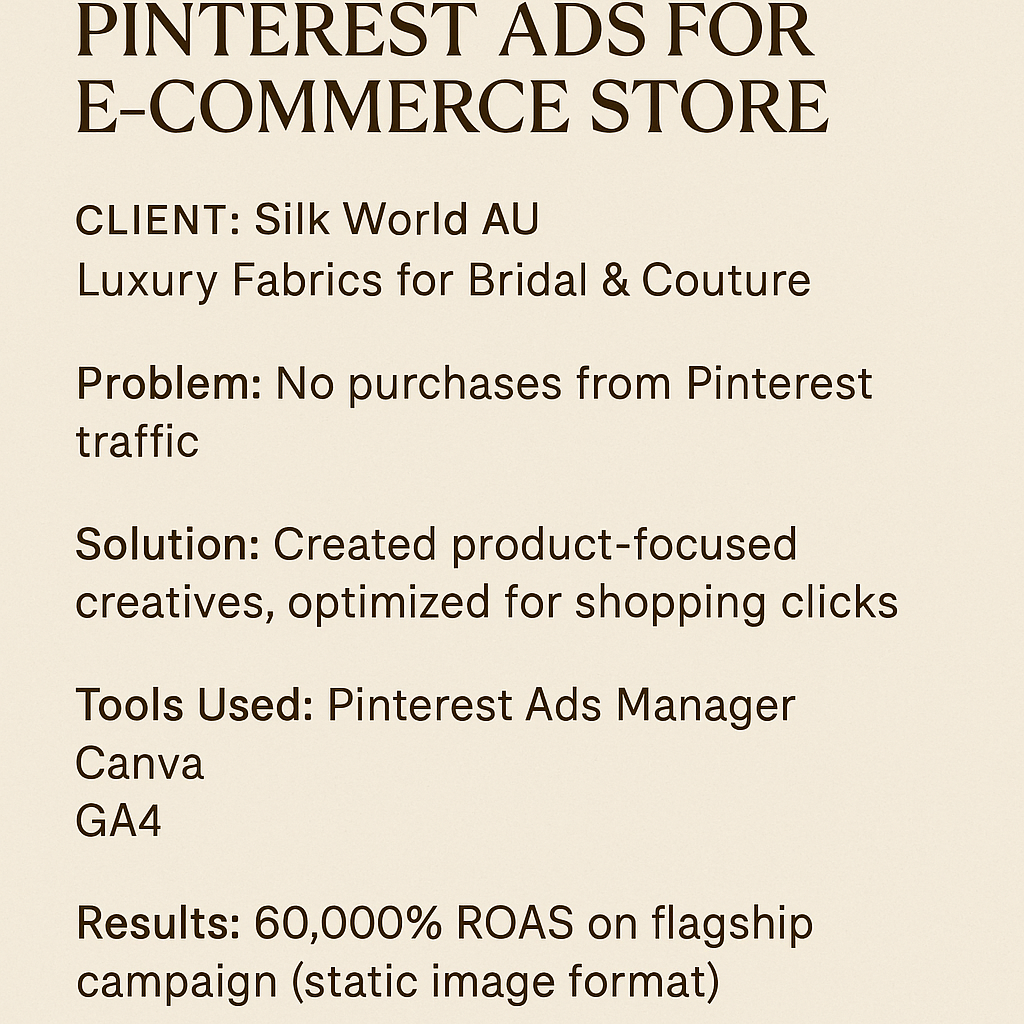 Pinterest Ads for E-Commerce Store